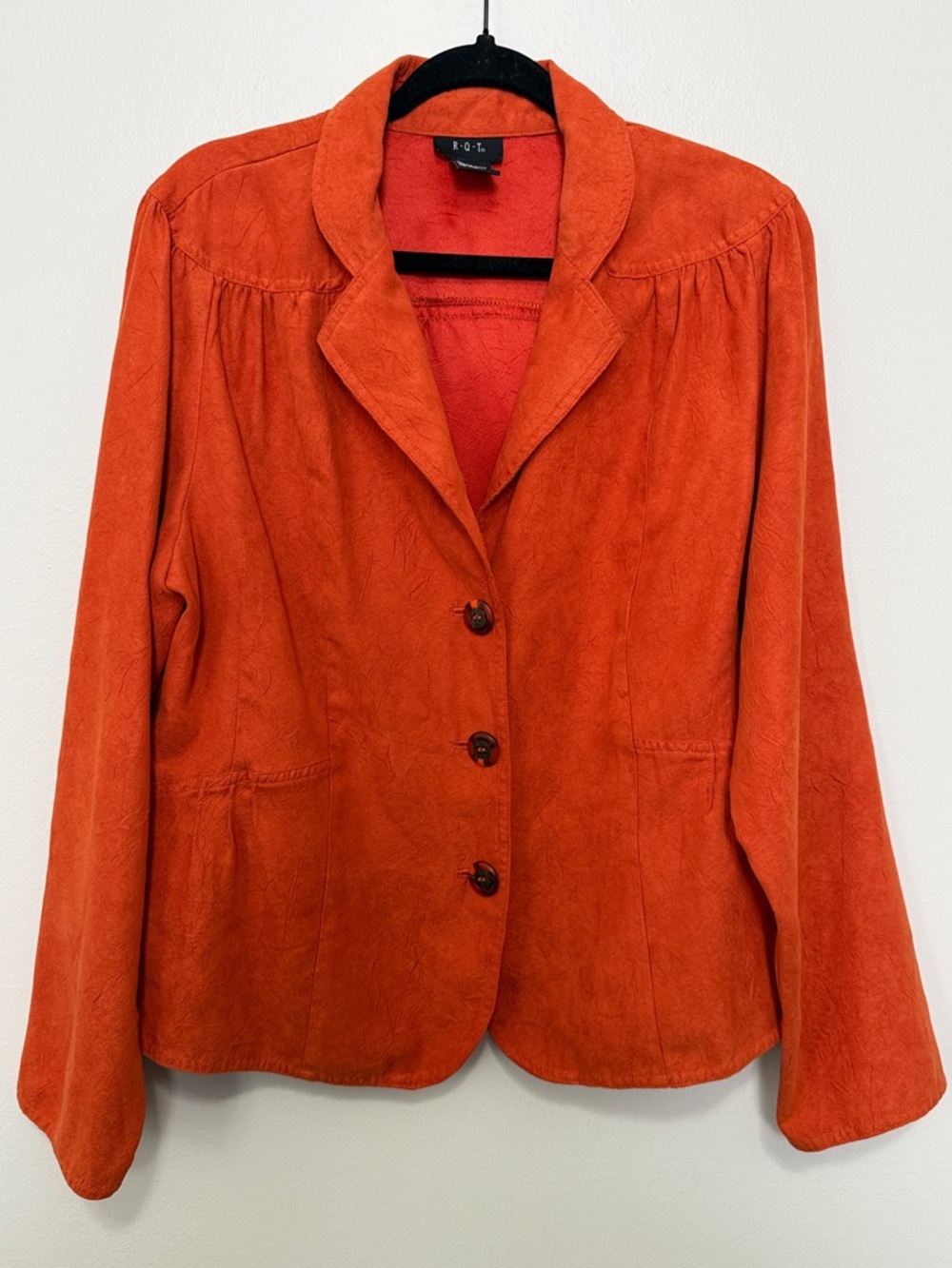 R.Q.T. Women's Orange Suede Button-Front Jacket Blazer Size XLarge